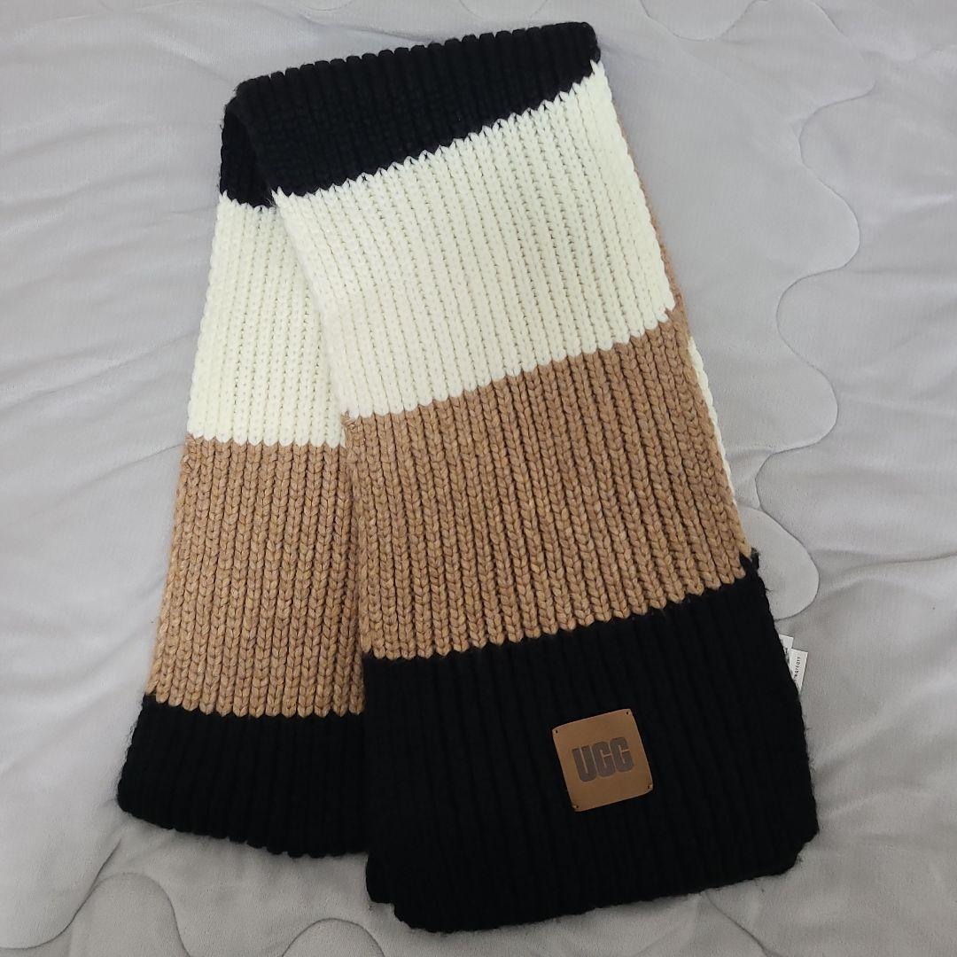 値下げ UGG リブ編みニット 帽子 マフラーセット