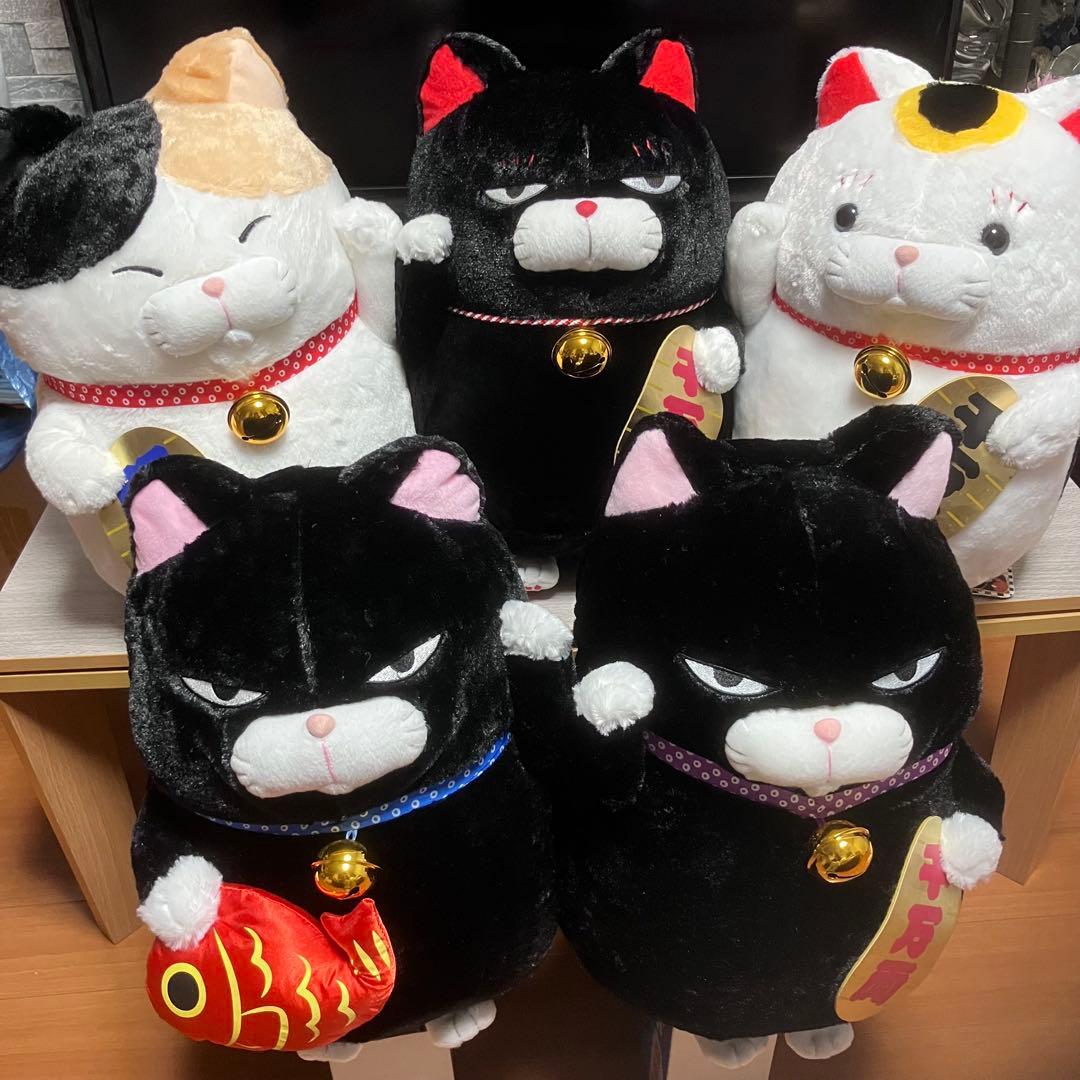 ひげまんじゅう　招き猫　BIGぬいぐるみ 黒豆　みーさま　まねお　まねこ　セット
