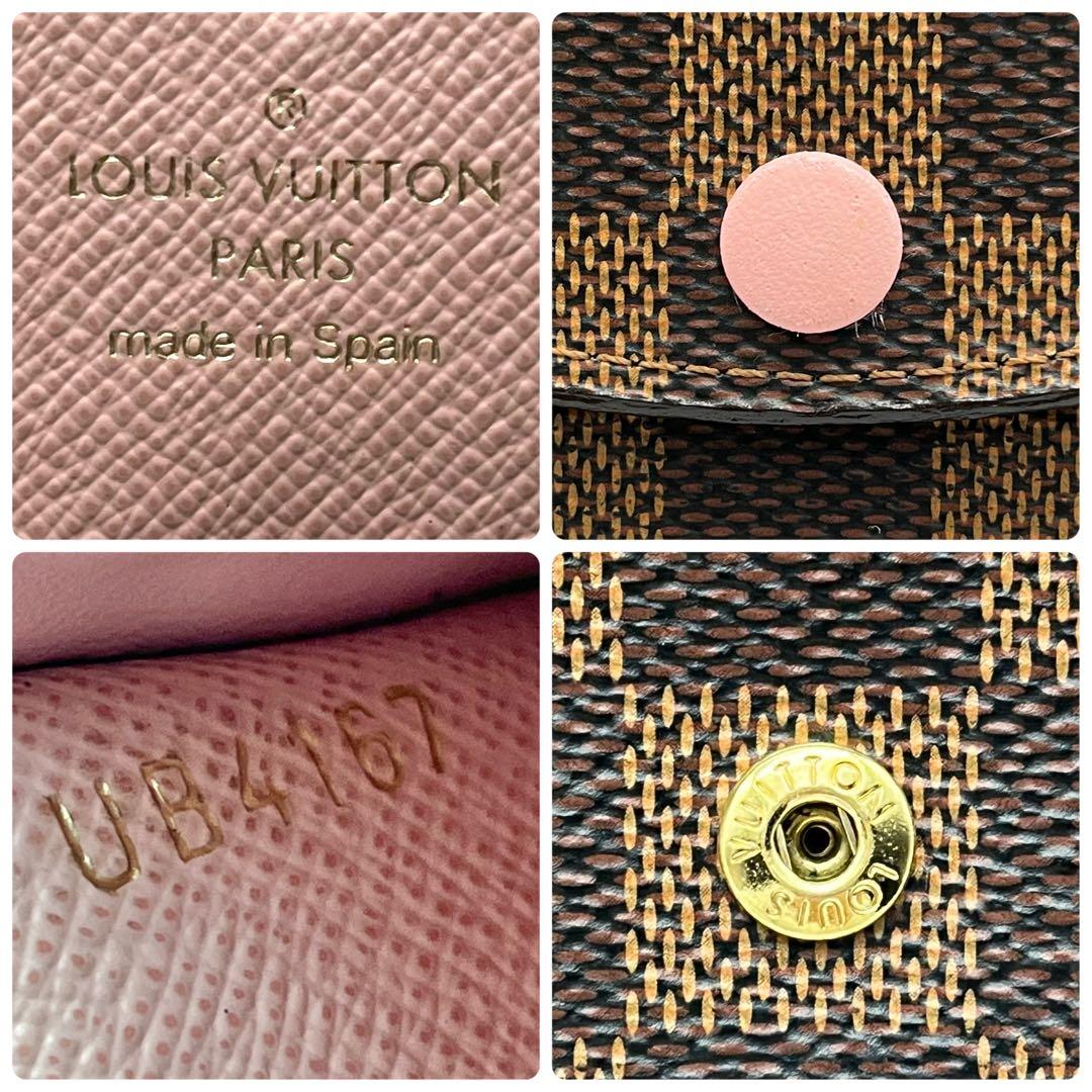 ルイヴィトン　ポルトモネロザリ　ダミエ　ローズバレリーヌ　折り財布