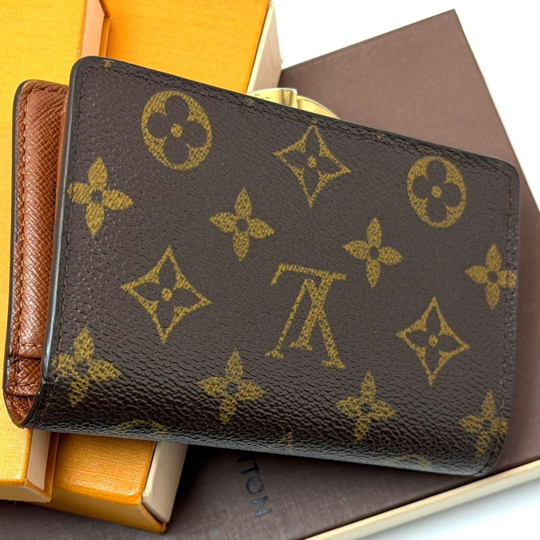 美品 ルイヴィトン モノグラム ポルトモネ ビエ ヴィエノワ がま口 茶 財布