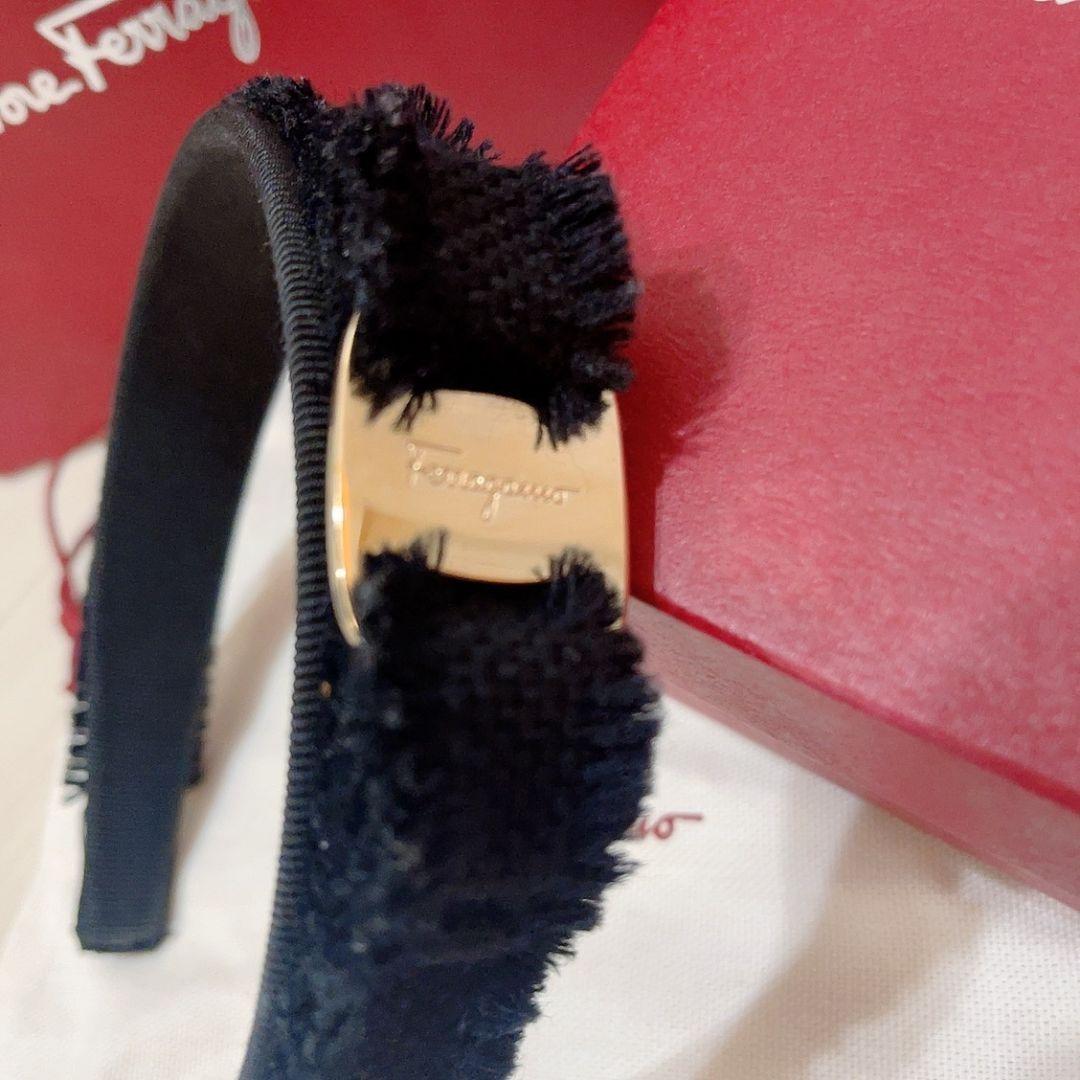 ferragamo フェラガモ　カチューシャ　リボン　ブラック　フリル　レア