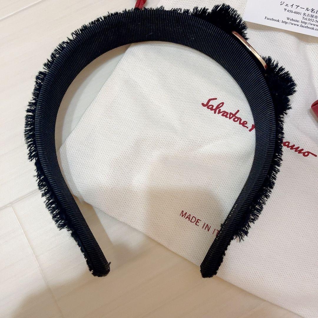 ferragamo フェラガモ　カチューシャ　リボン　ブラック　フリル　レア