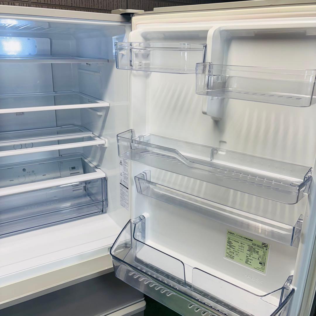 AQUA 355L 冷蔵庫 大容量 スリムタイプ シルバー【地域限定配送無料】