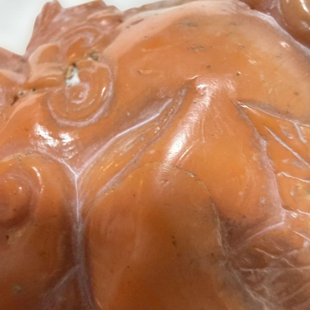 赤珊瑚　獅子　彫刻　高さ約7cm 重さ約179.2g