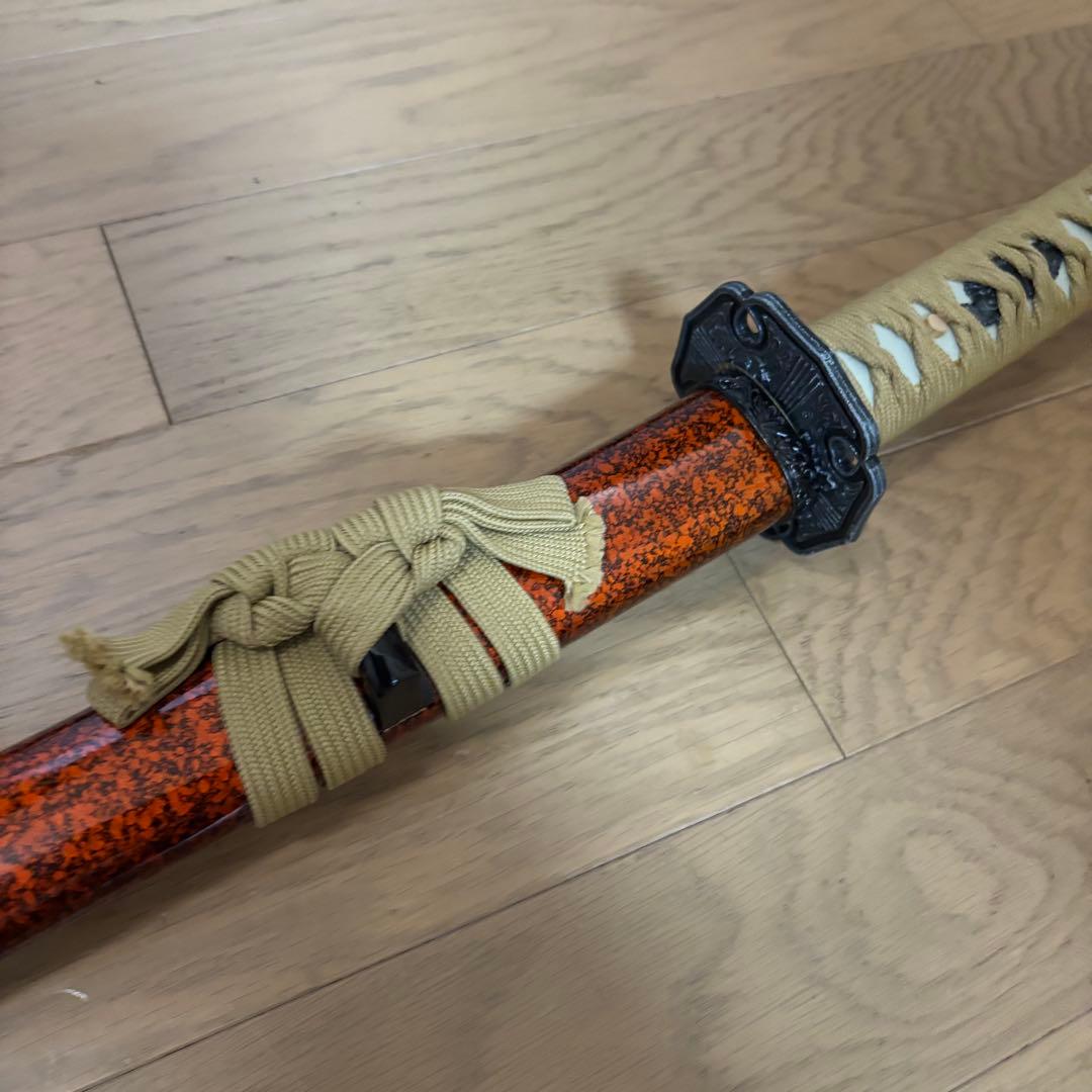 模造刀 美品 伝統的な日本刀スタイルの装飾刀　オレンジ