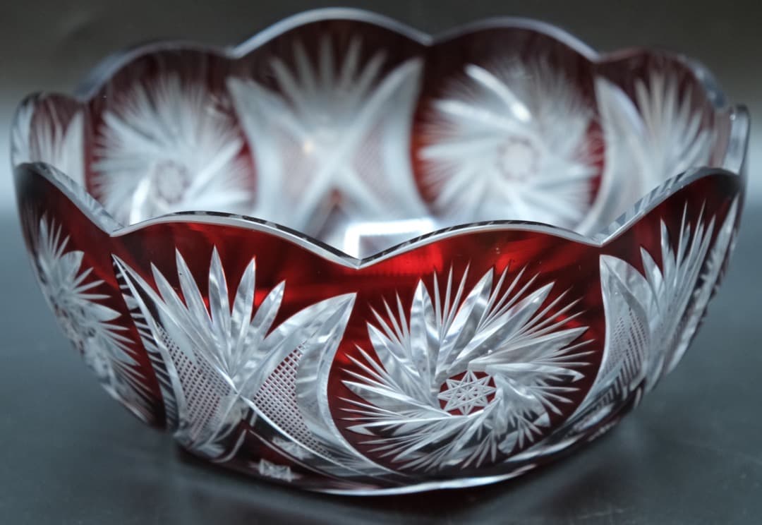 ガラス　鉢　江戸切子　伝統工芸　時代物　送料無料