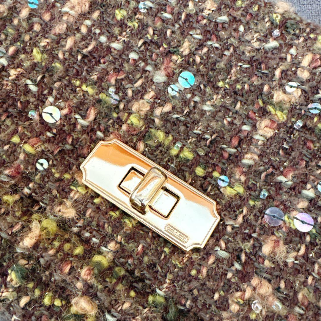 COACH　コーチ　ツイード チェーン 　パンコール　ショルダーバッグ　緑