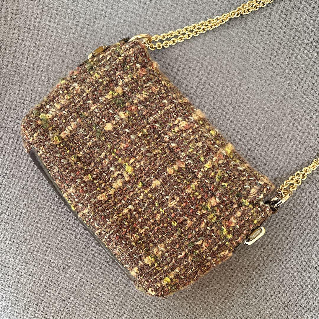 COACH　コーチ　ツイード チェーン 　パンコール　ショルダーバッグ　緑