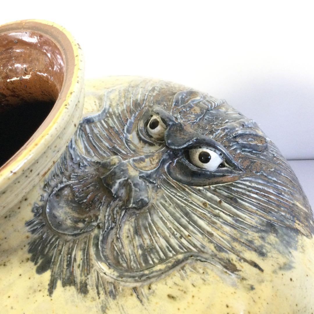 砥部焼 龍彫花瓶 飾壺 森元青芳作 花器 花入 L322