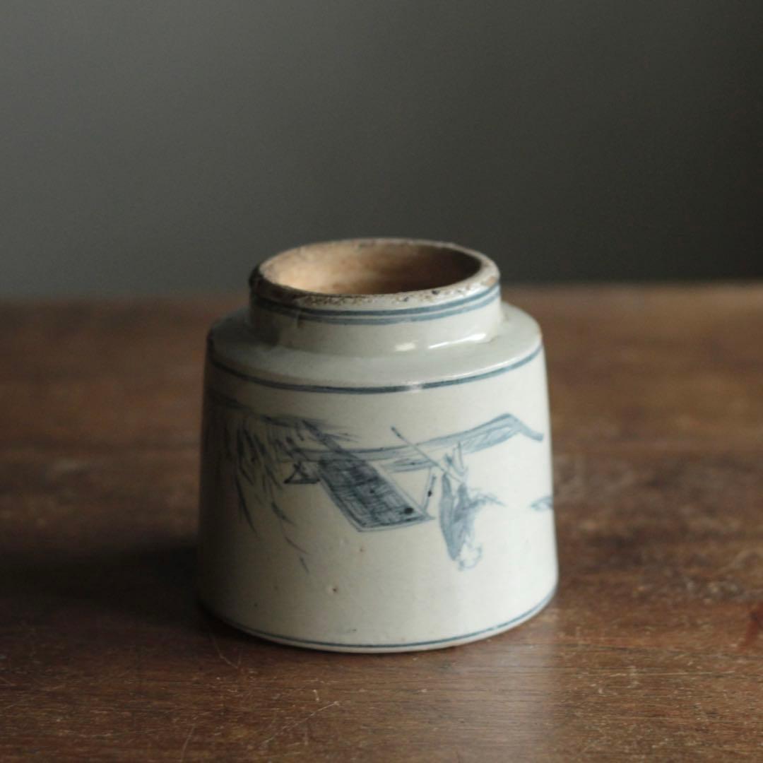 古染付 火入 筒茶碗 茶道具 古美術 中国美術 古道具 アンティーク