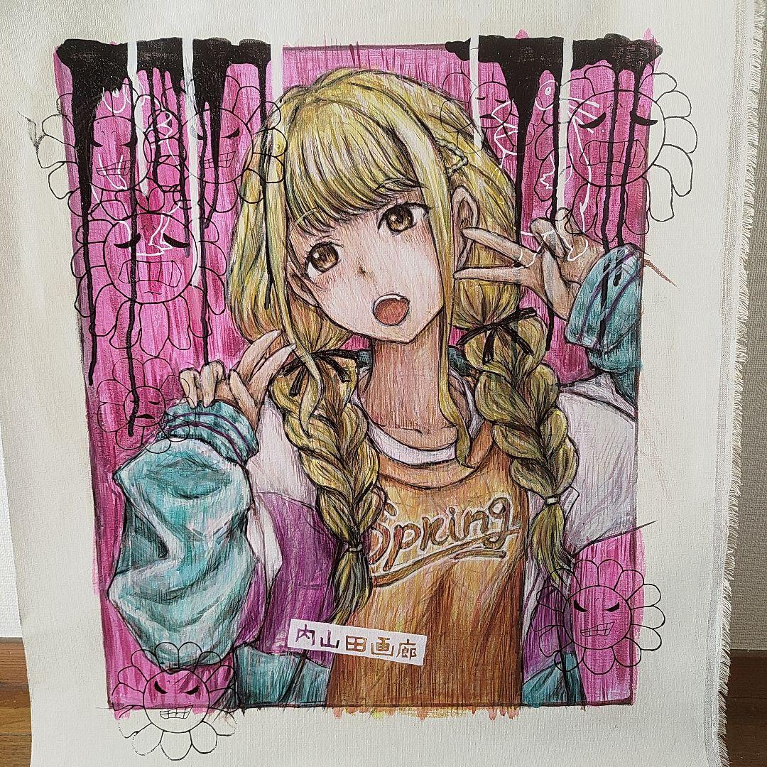 【内山田画廊】f8 現代アートアクリル・ガッシュ キャラクターイラスト