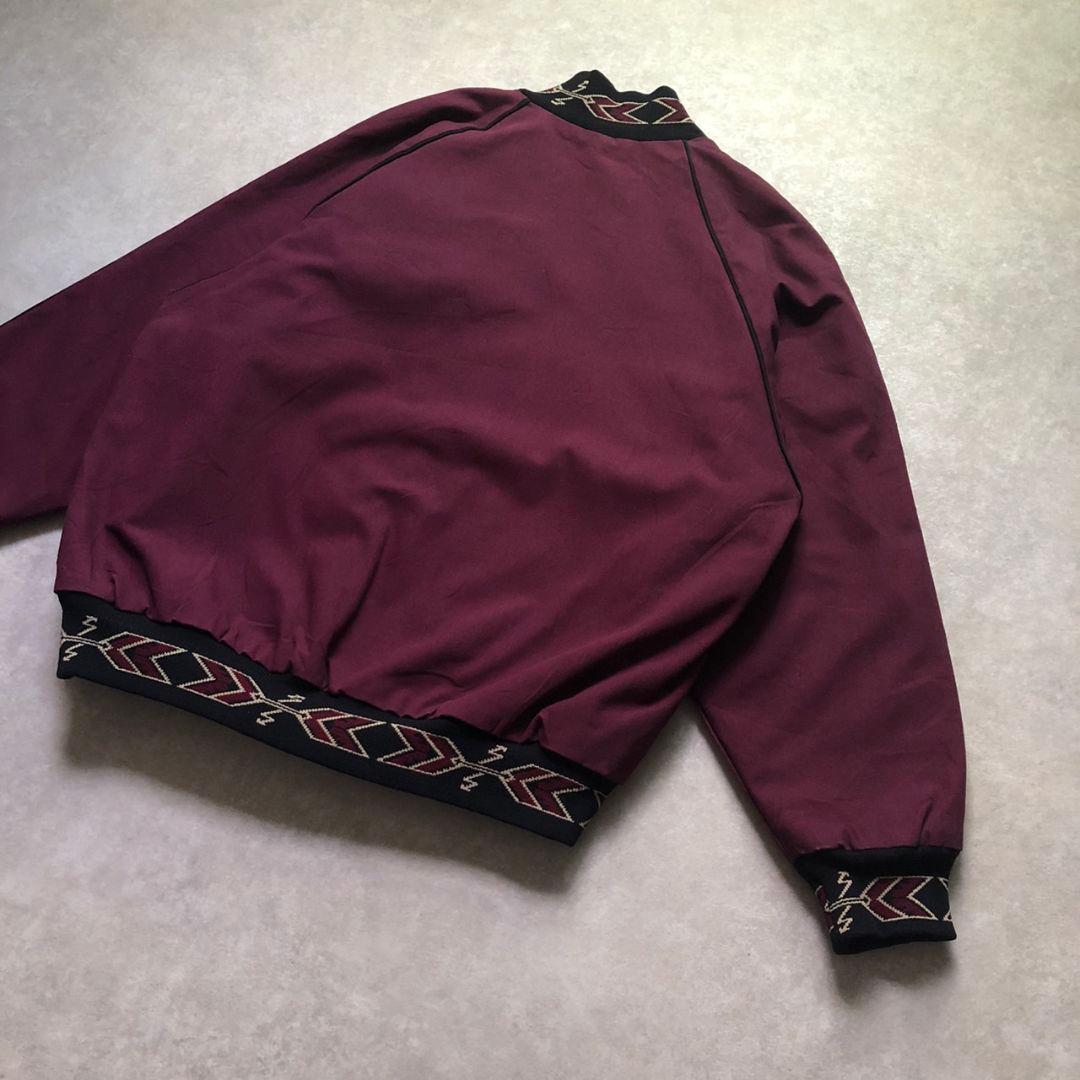 90sUSA製ネイティブ幾何学リブ切り替えダービージャケット型ブルゾンダック生地