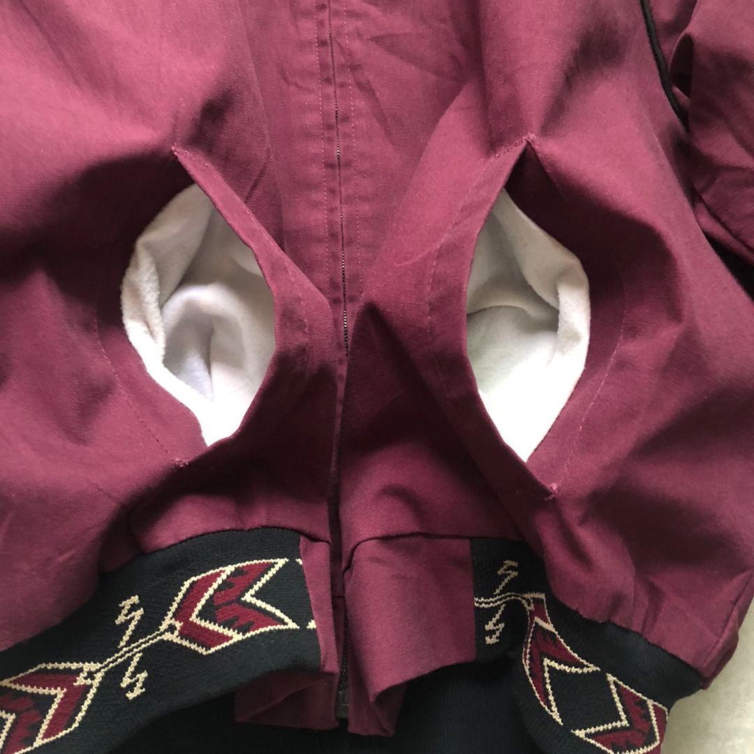 90sUSA製ネイティブ幾何学リブ切り替えダービージャケット型ブルゾンダック生地