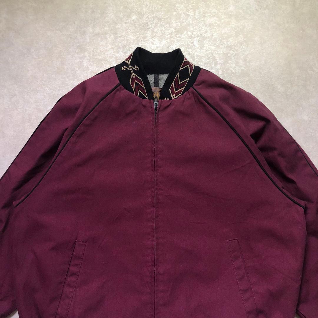 90sUSA製ネイティブ幾何学リブ切り替えダービージャケット型ブルゾンダック生地