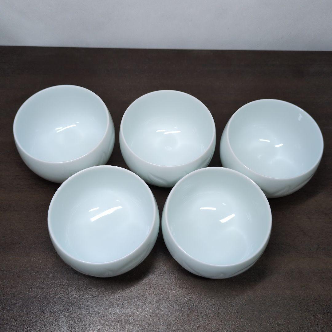 s*i様 人間国宝 井上萬二 作 白磁 彫文 菓子鉢＆湯呑 三客 ＆他