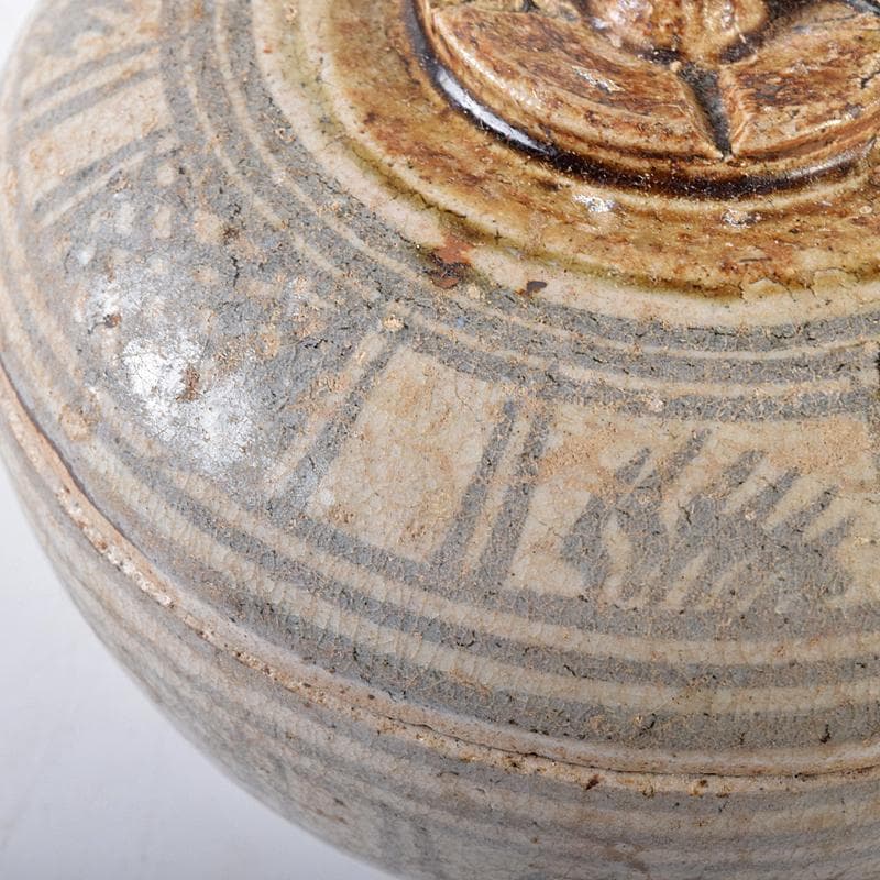 タイ古陶磁　スンコロク　宋胡録　合子　蓋物　時代箱付　V　R8164