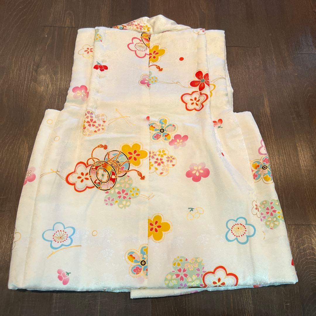 ラ*ン様 七五三 三歳 着物 被布 小物一式 フルセット 正絹 梅 鼓 肌襦袢付