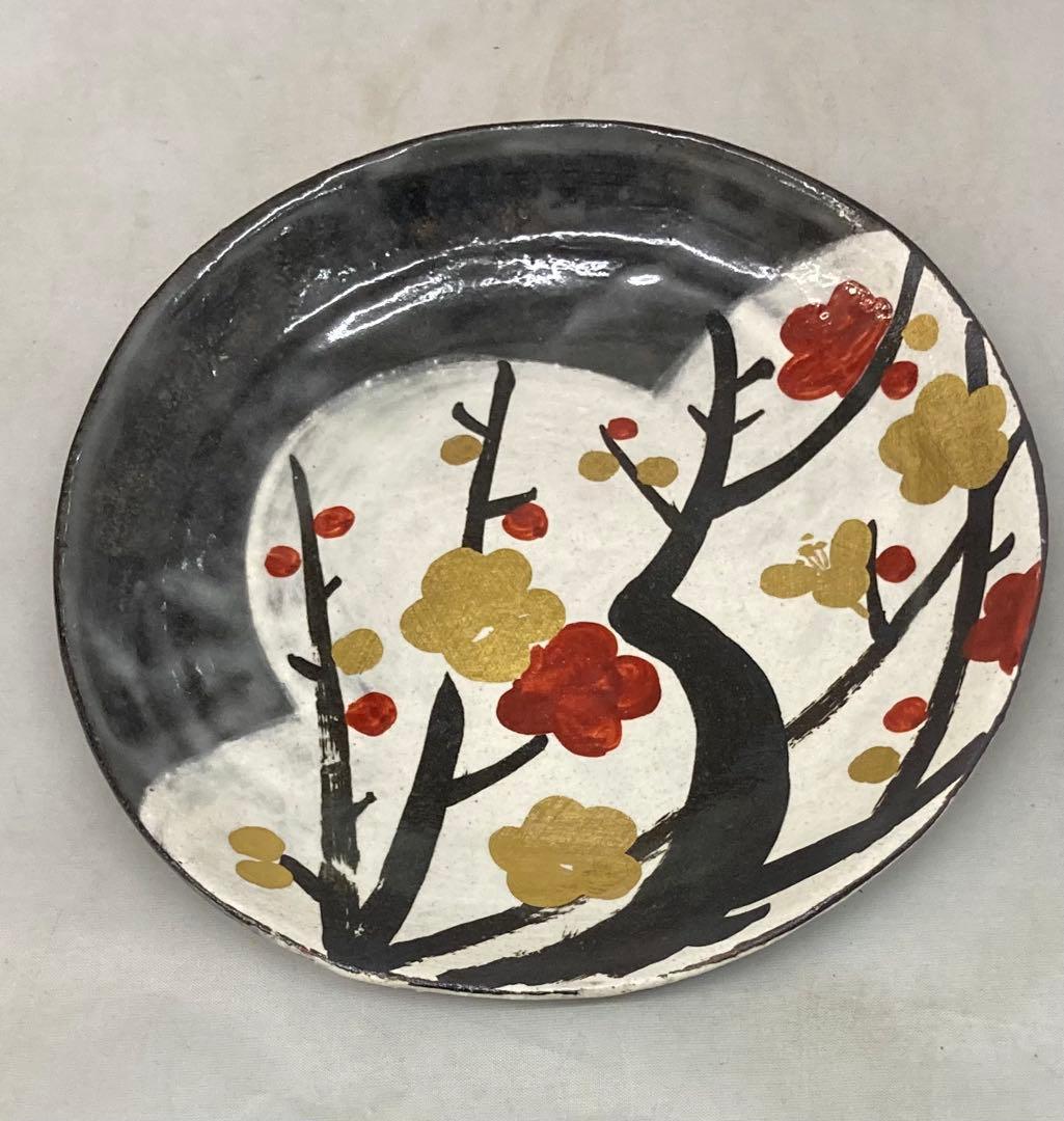 B407b「乾山写繪変 銘々皿　3枚」白井半七造　元箱付(5枚入り用？)