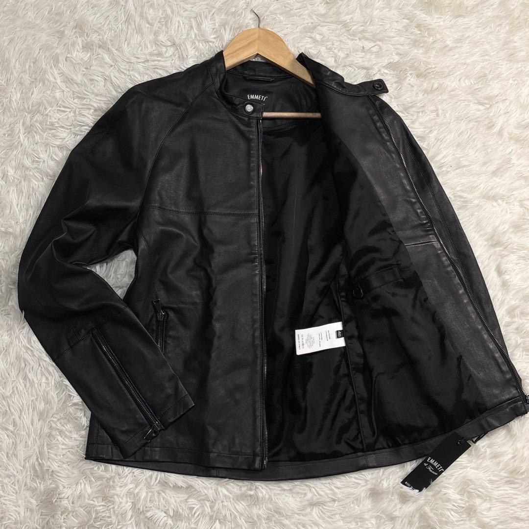 未使用タグ付き エンメティ レザージャケット シングル ライダース ラムレザー