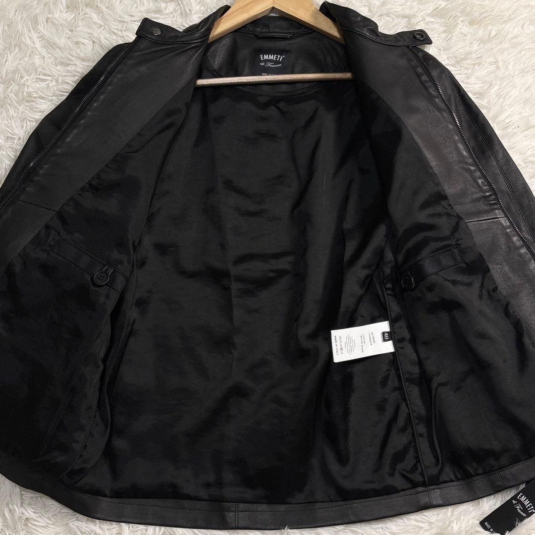 未使用タグ付き エンメティ レザージャケット シングル ライダース ラムレザー