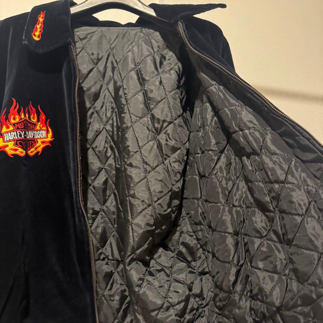 〈レア〉Harley-Davidson フレイム刺繍ベロアジャケット