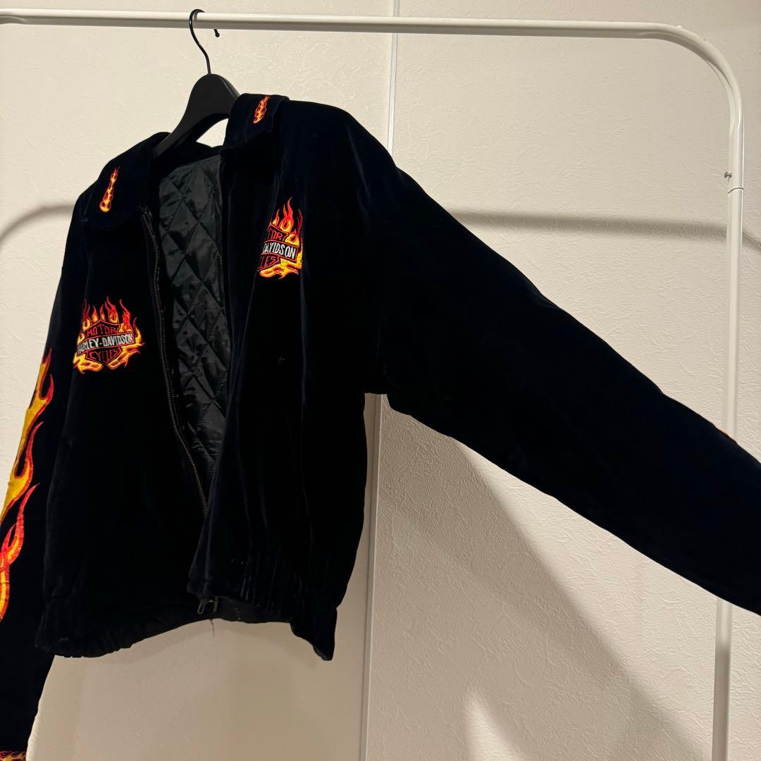 〈レア〉Harley-Davidson フレイム刺繍ベロアジャケット