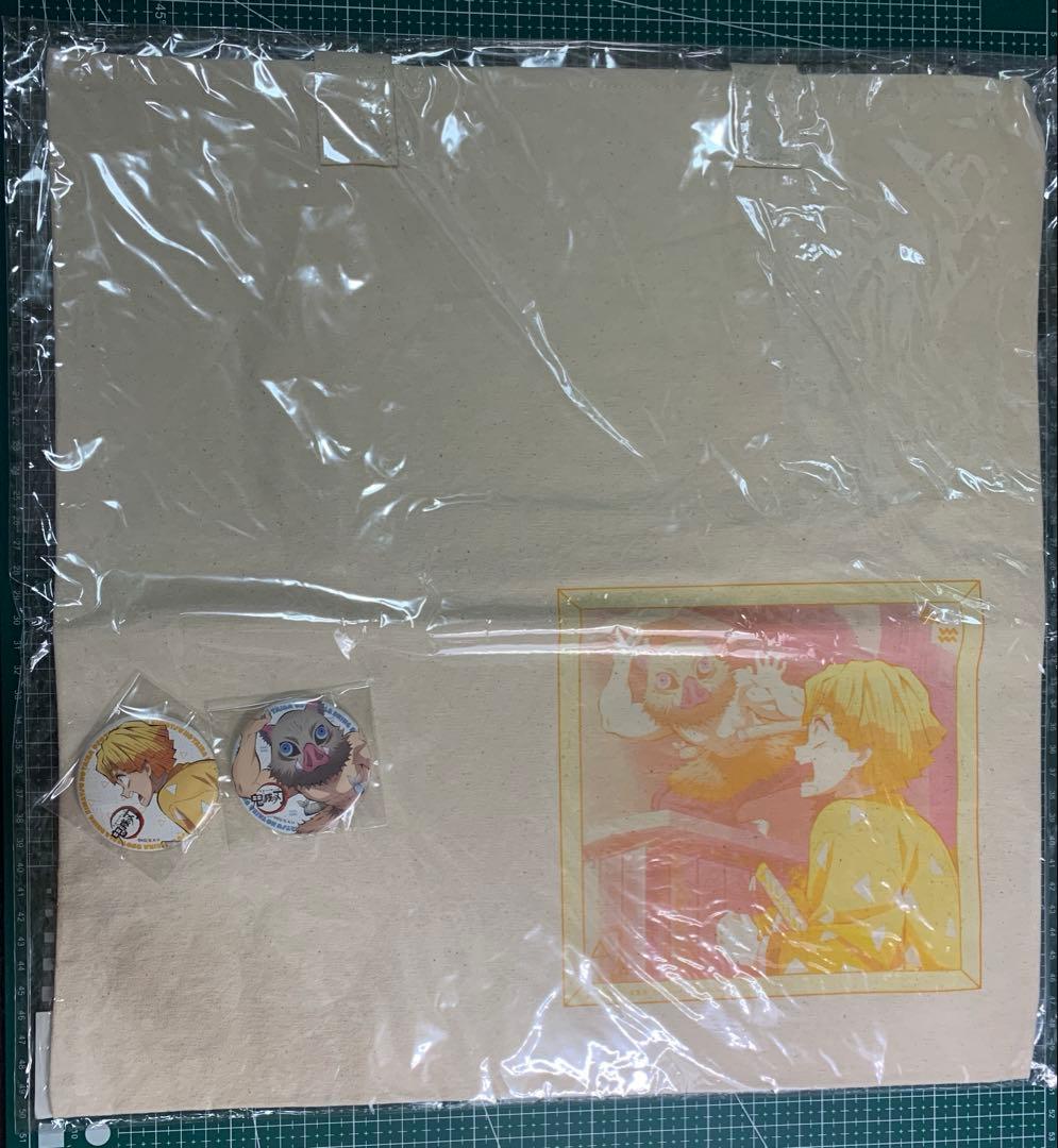 鬼滅の刃　ショッピングバッグ　缶バッジ付き　我妻善逸　嘴平伊之助