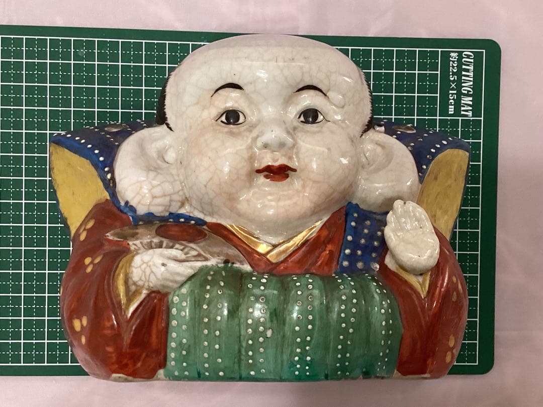 福助人形　磁器製　大正〜昭和初期頃　縁起物　金運招福　骨董　アンティーク