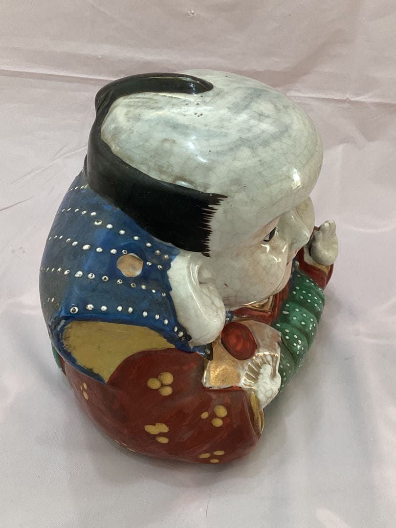 福助人形　磁器製　大正〜昭和初期頃　縁起物　金運招福　骨董　アンティーク