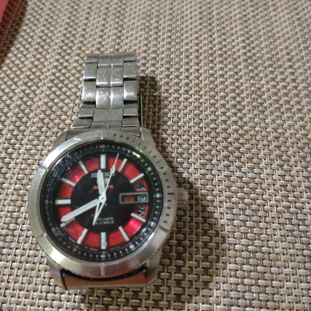 セイコー 自動巻き 腕時計 黒赤