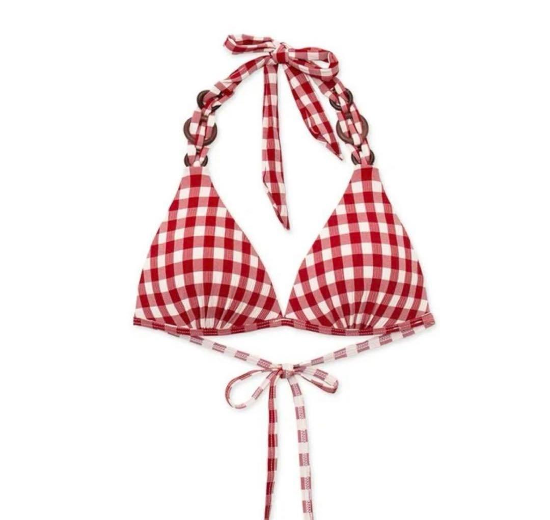 AIR SPACE カラフルチェックリングビキニ 赤 Lサイズ 上下セット