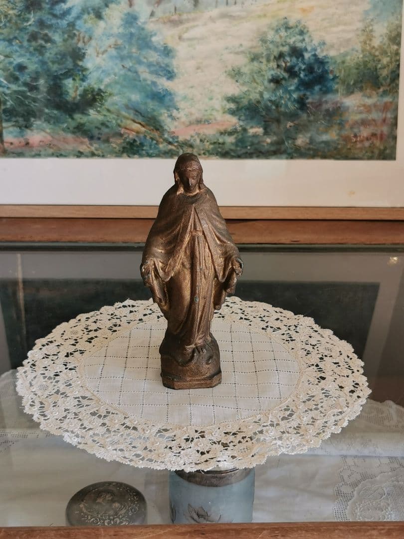 アンティークベルギーブルージュ ロザリン＆ドローンワークレースドイリーφ23㎝