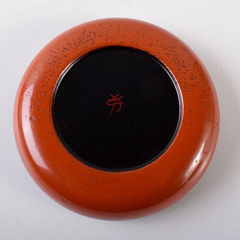 茶道具　田中重希作　朱塗　香合　共布共箱　V　8183