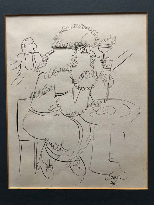 ジャン・コクトー　ペン画(ピカソ朋友)