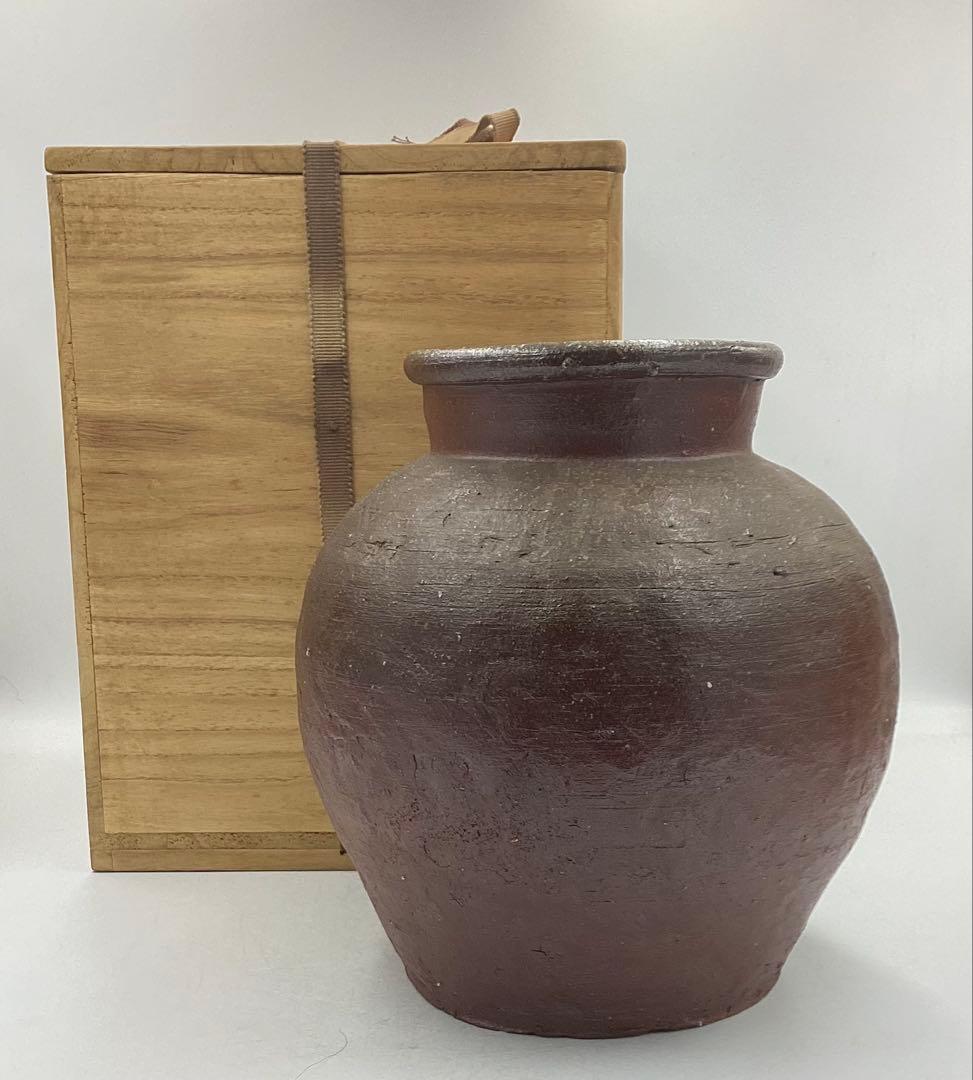 kk KK❣️ ★ 時代　アンティック　備前焼紐造り蹲壷　桐箱　★