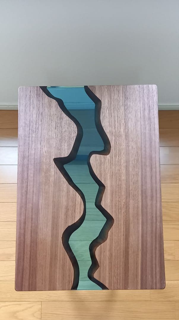 リバーテーブル　レジンテーブル　サイドテーブル　キャスター付き　コーヒーテーブル