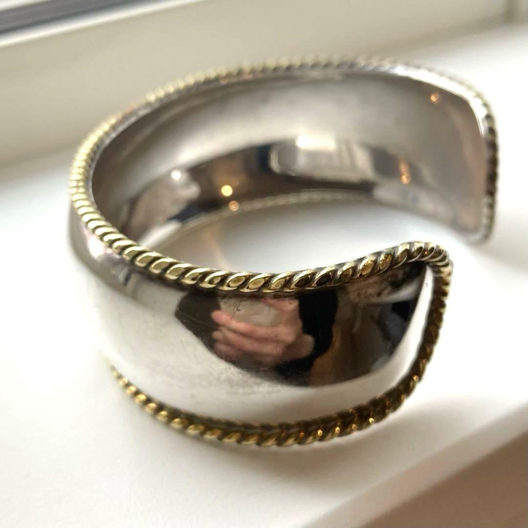 MEXICO カフ ワイドバングル シルバー925 真鍮コンビ ヴィンテージ