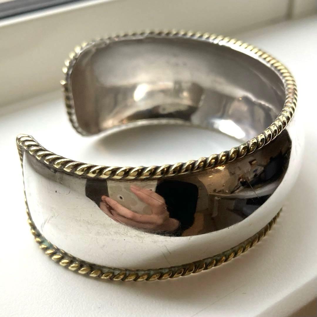 MEXICO カフ ワイドバングル シルバー925 真鍮コンビ ヴィンテージ