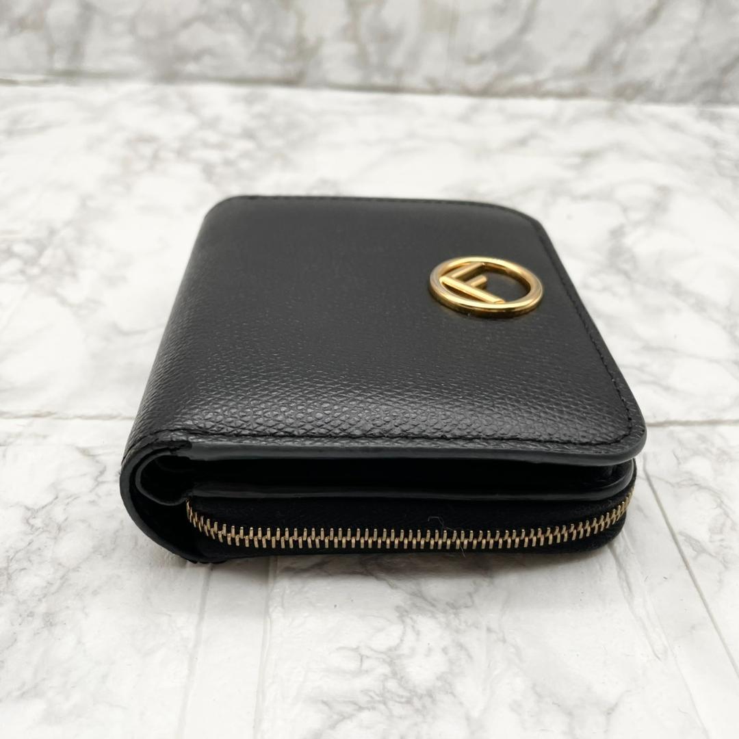 極美品✨️フェンディ　エフイズ　二つ折り財布　レザー　ミニ財布　ブラック　黒