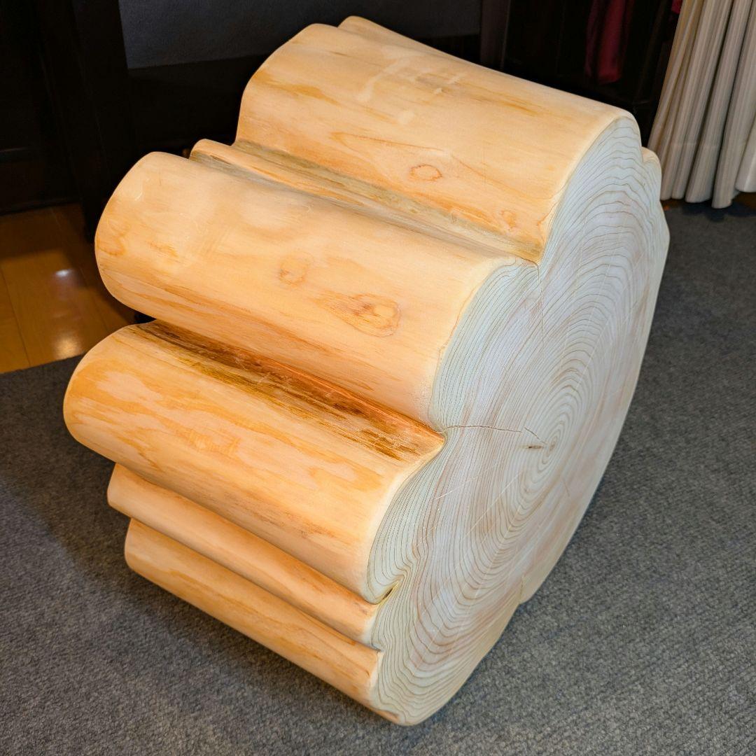 檜　切り株　丸太　椅子　スツール テーブル　高さ約21㎝