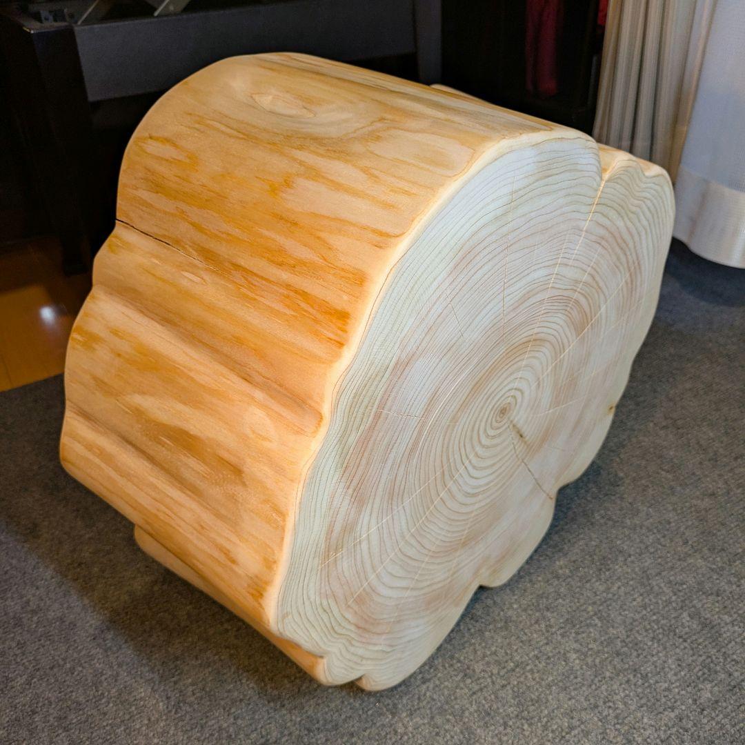 檜　切り株　丸太　椅子　スツール テーブル　高さ約21㎝