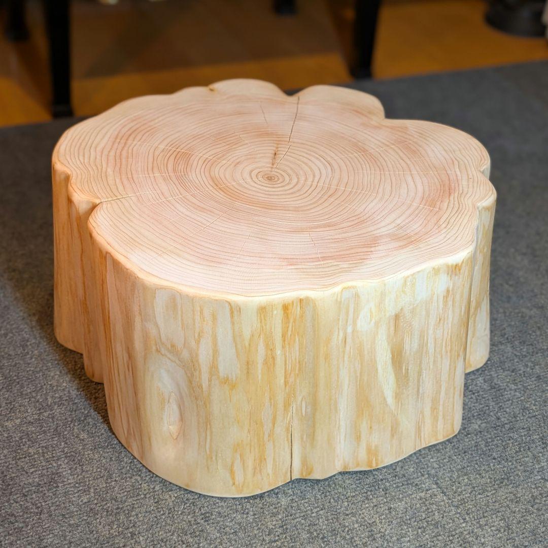 檜　切り株　丸太　椅子　スツール テーブル　高さ約21㎝