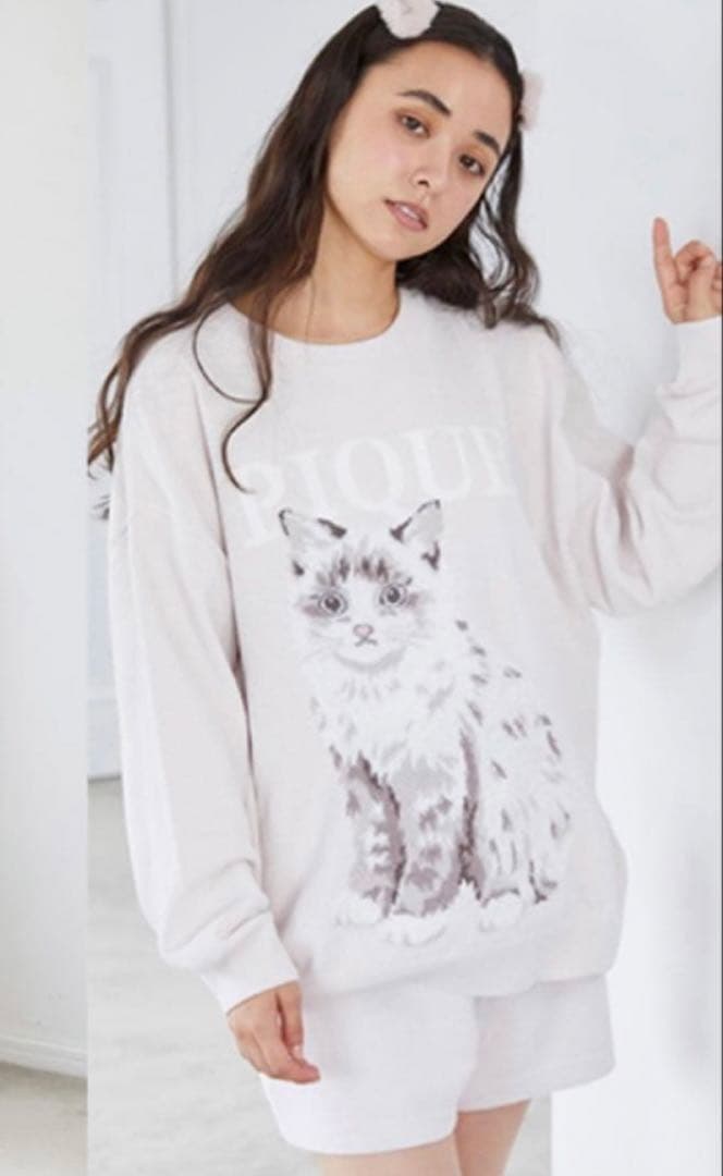 タグ付き！ジェラートピケ CATジャガードプルオーバー&ショートパンツ ピンク