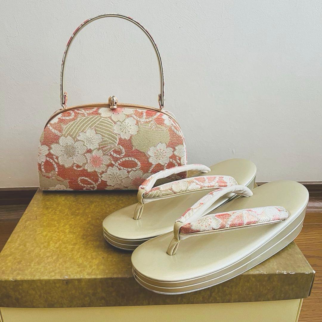 【美品】　振袖用バッグ　草履　成人式　振袖　Ｌサイズ　フリーサイズ