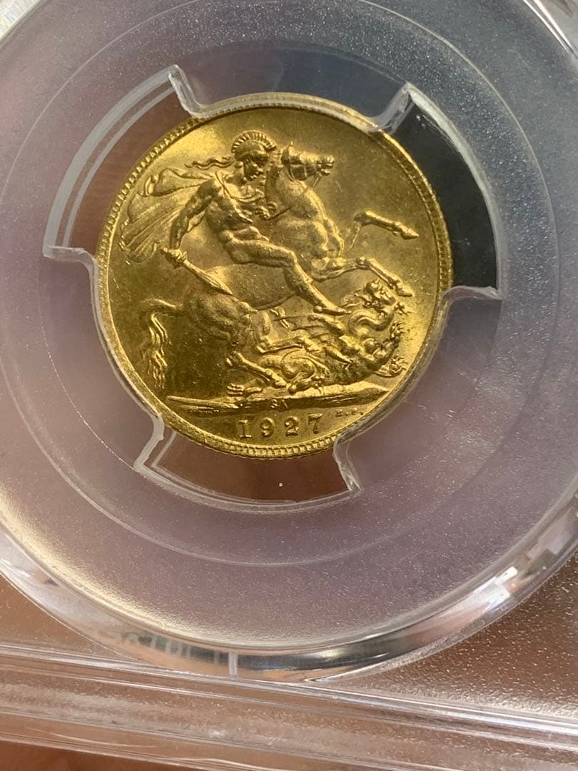 英国南アフリカ 1927年 ジョージ5世 ソブリン 金貨収蔵品放出 未使用超美品