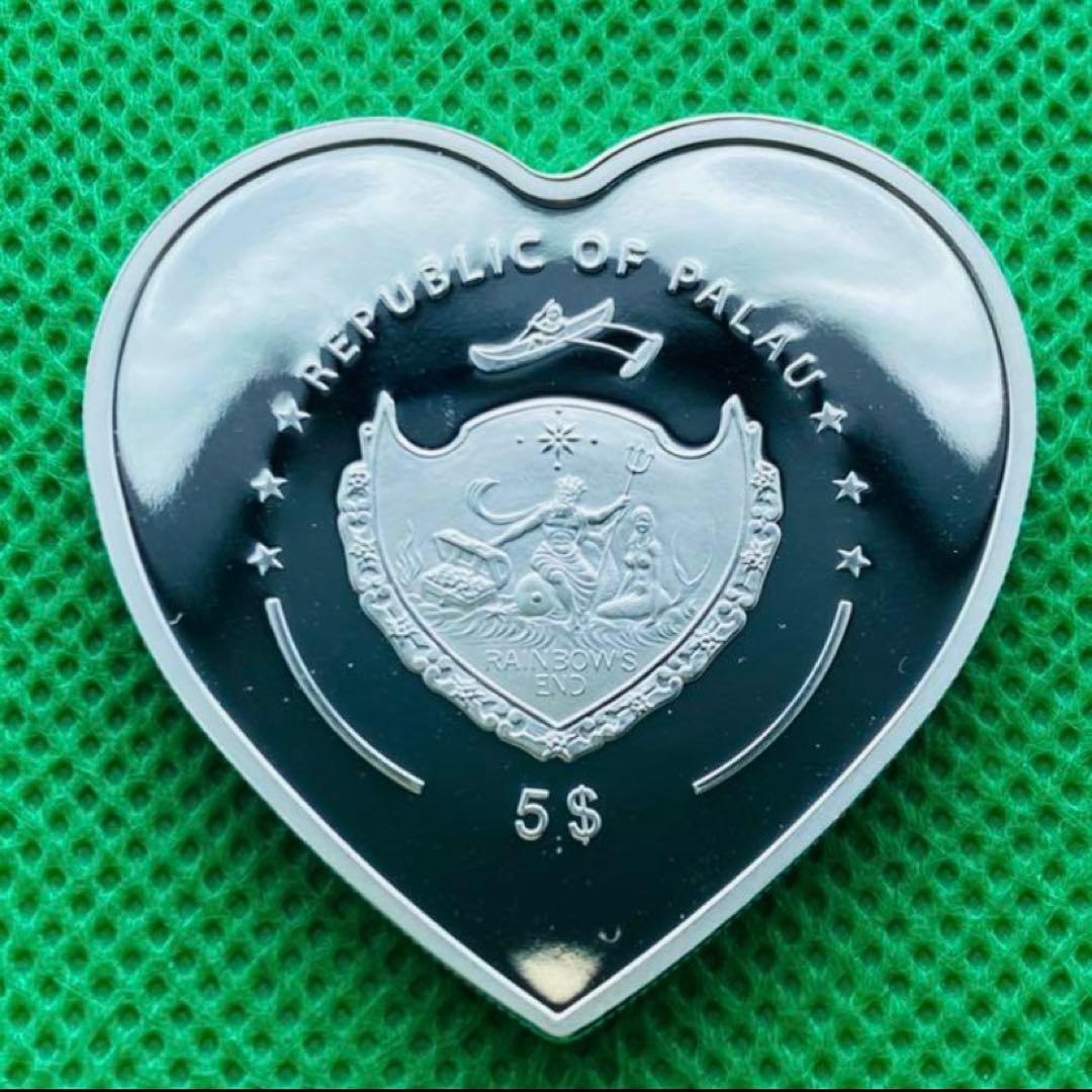 銀貨 てんとう虫 ハート型 七宝焼埋込 純銀 プルーフ