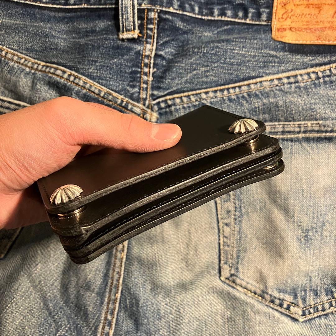 お札が折れない！ミドルトラッカーウォレット 3層 シルバー925 アポロコンチョ