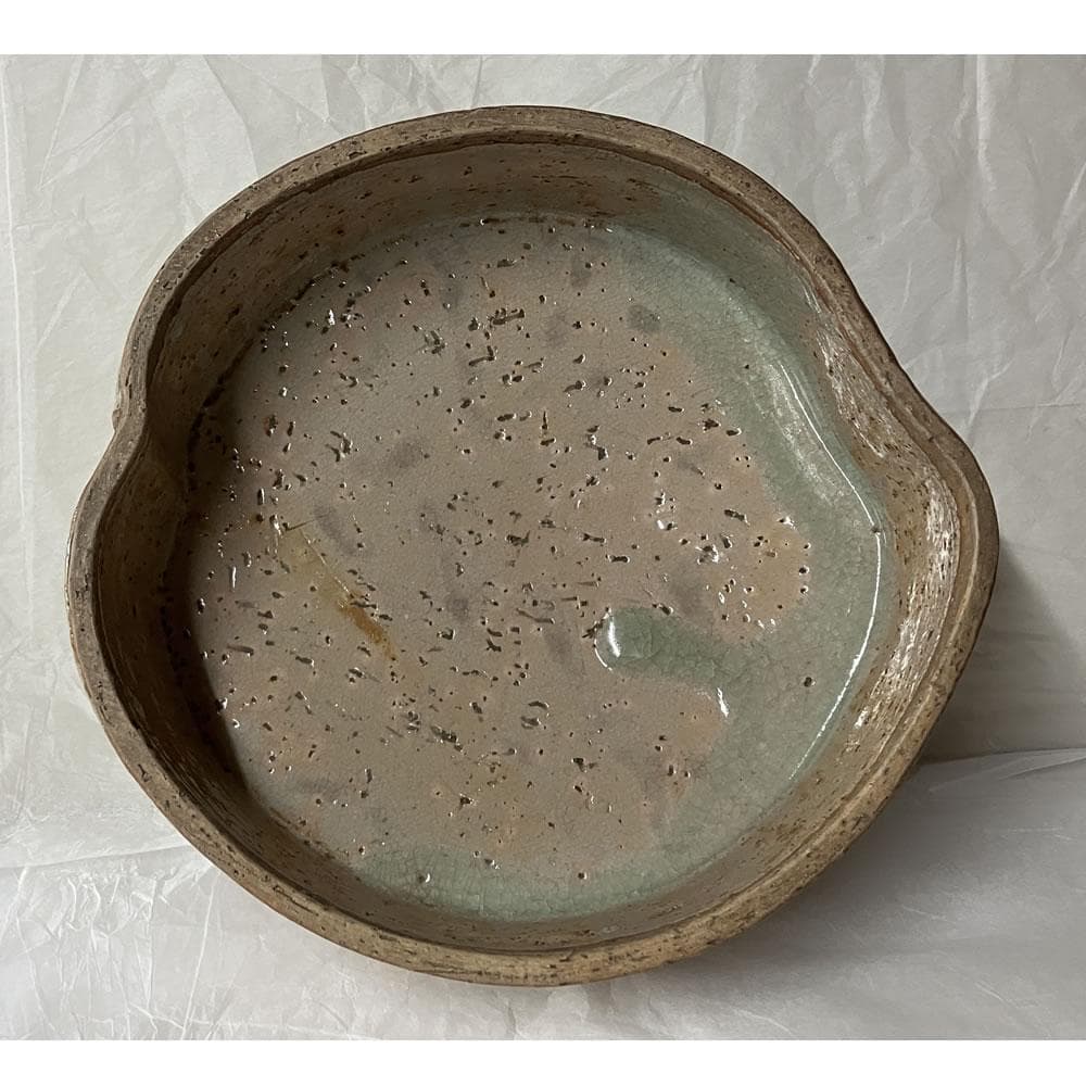 e3120 萩焼 桃形 喰籠 木箱入り 蓋物 菓子器 喰篭 茶道具