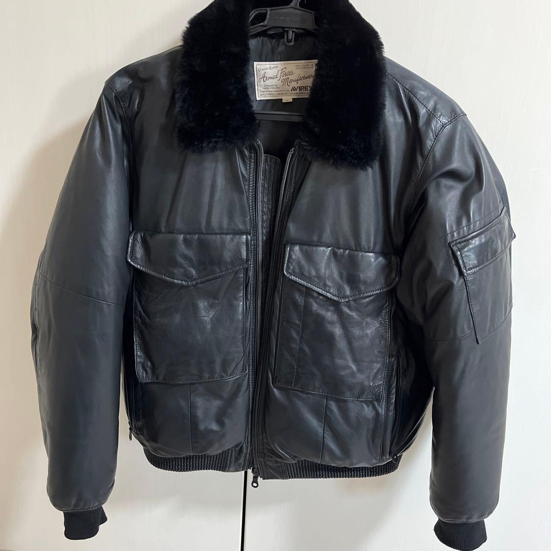 【AVIREX】 レザーダウンジャケット定価120,000円