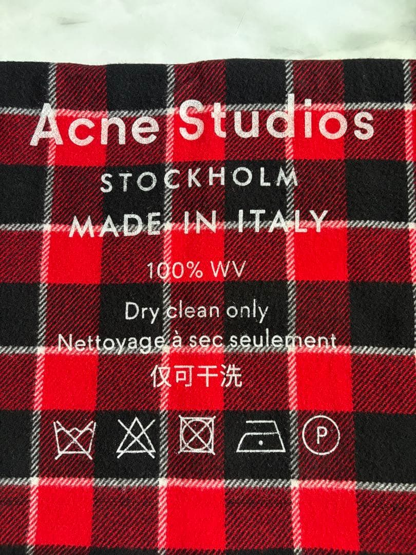 AcneStudiosアクネストゥディオズ チェック柄ロゴストール ウール100